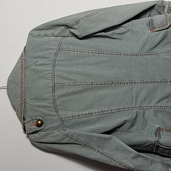 PAPARAZZI Vintage Mid Length 100% Cotton Distressed Jacket w/ Buttons Size Small - Picture 16 of 16